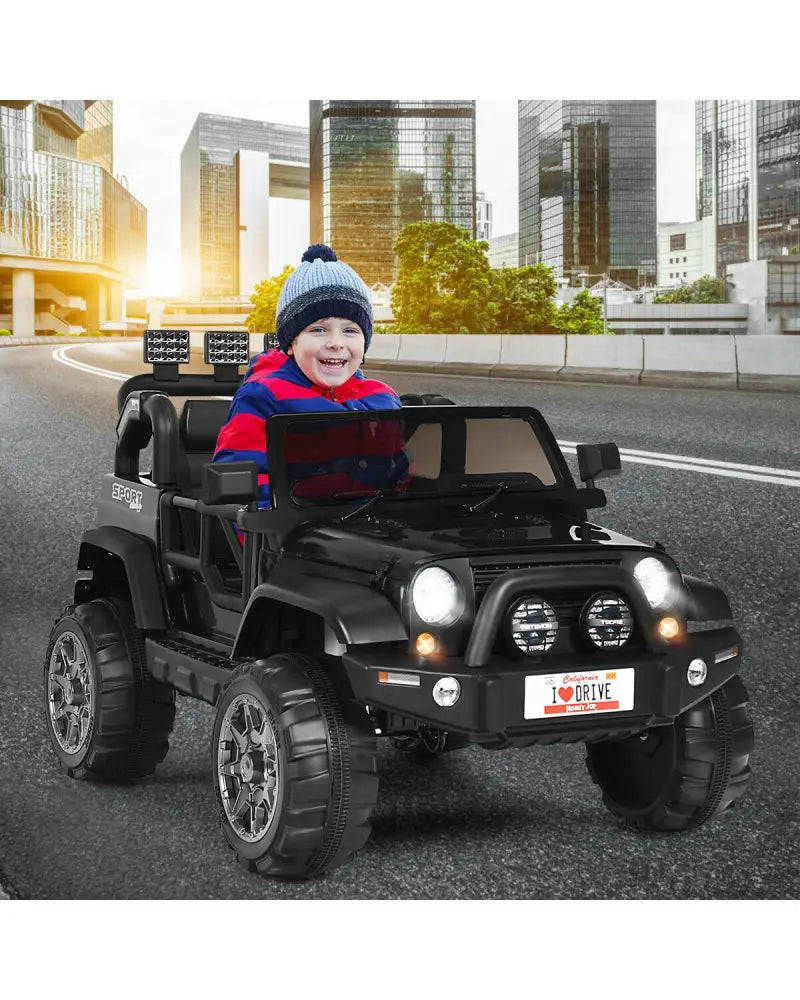 12V 2-Seater Ride on Car Truck with Remote Control and Storage Room-Black - Black - Powered Ride On Toys