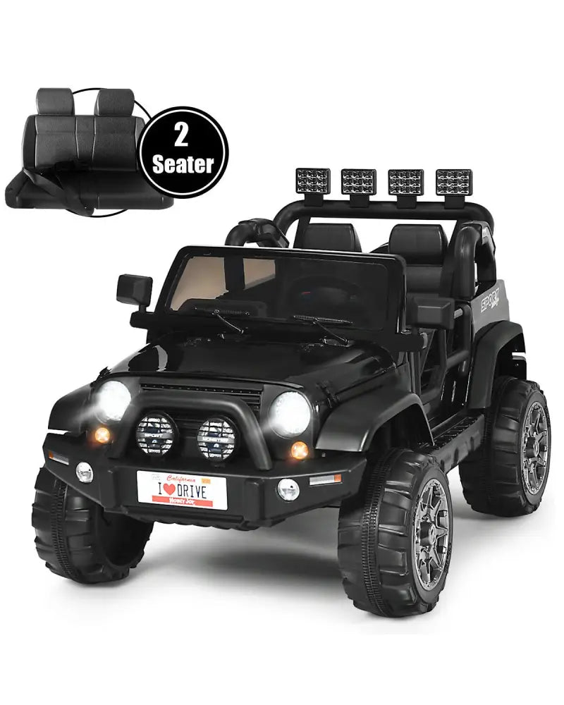 12V 2-Seater Ride on Car Truck with Remote Control and Storage Room-Black - Black - Powered Ride On Toys