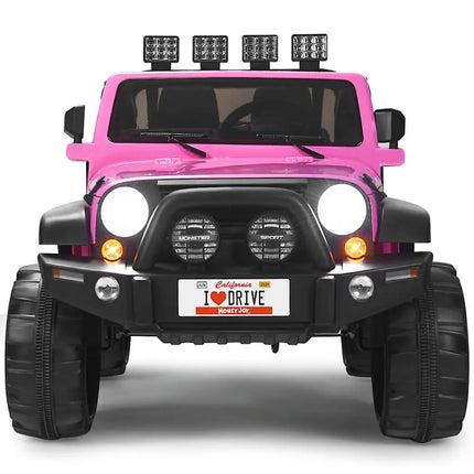 12V 2-Seater Ride on Car Truck with Remote Control and Storage Room-Pink - Pink - Powered Ride On Toys