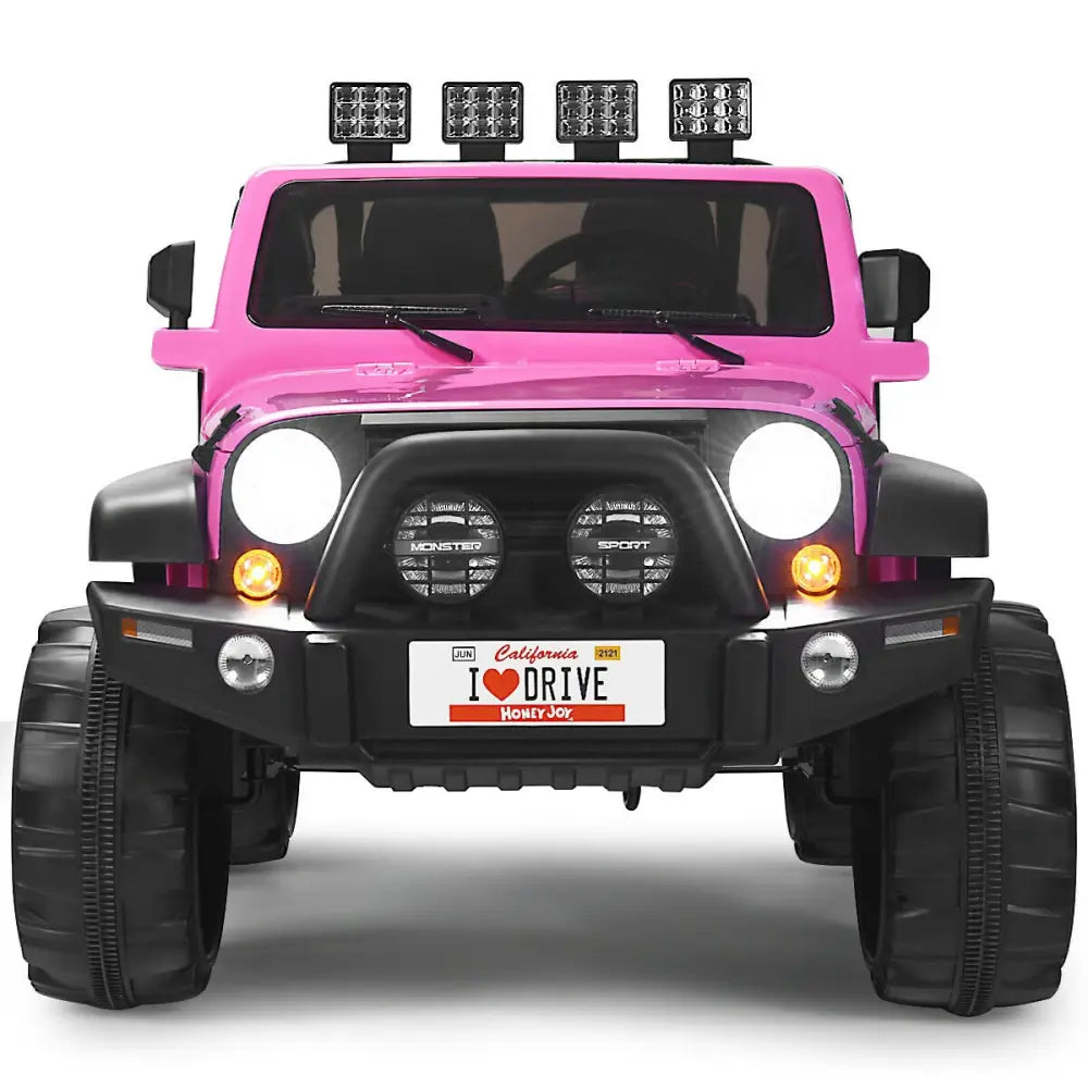 12V 2-Seater Ride on Car Truck with Remote Control and Storage Room-Pink - Pink - Powered Ride On Toys