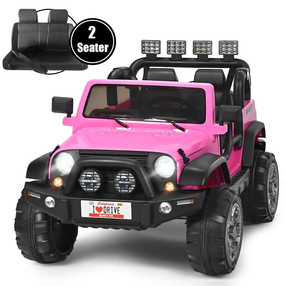 12V 2-Seater Ride on Car Truck with Remote Control and Storage Room-Pink - Pink - Powered Ride On Toys