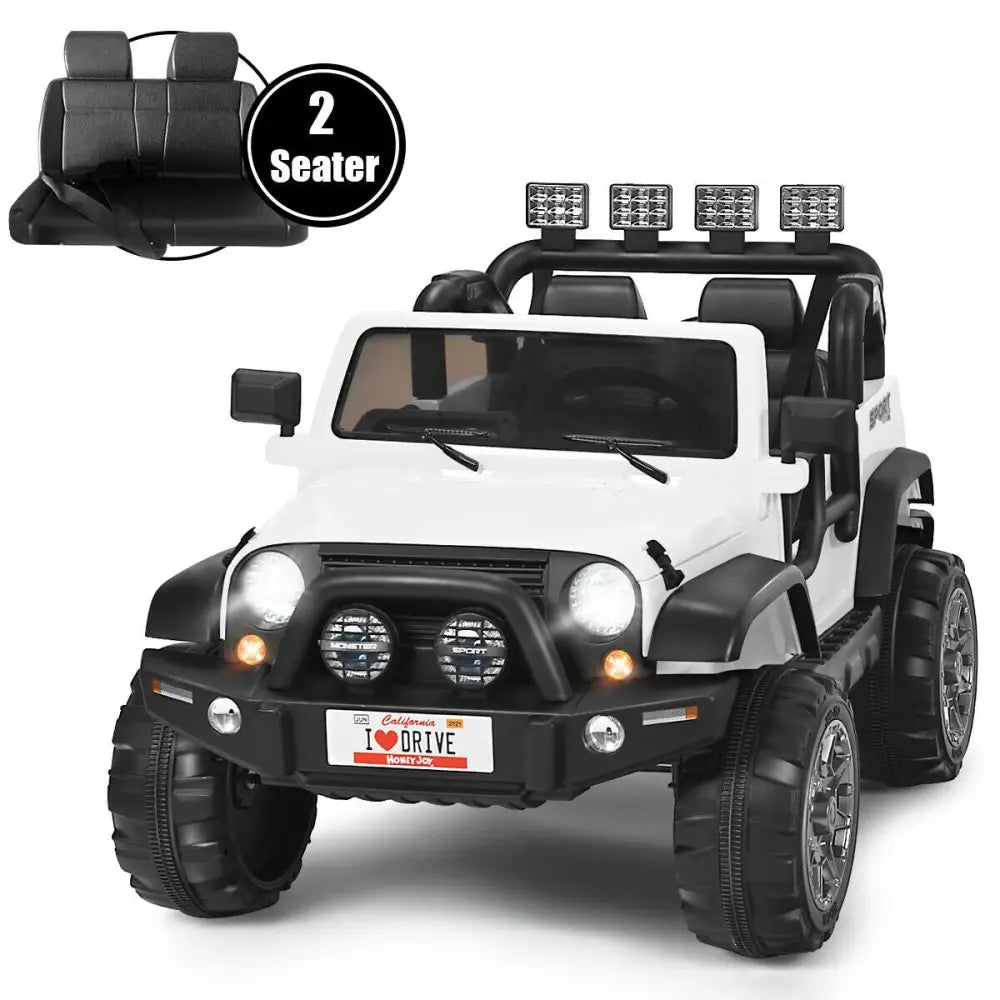 12V 2-Seater Ride on Car Truck with Remote Control and Storage Room-White - White - Powered Ride On Toys