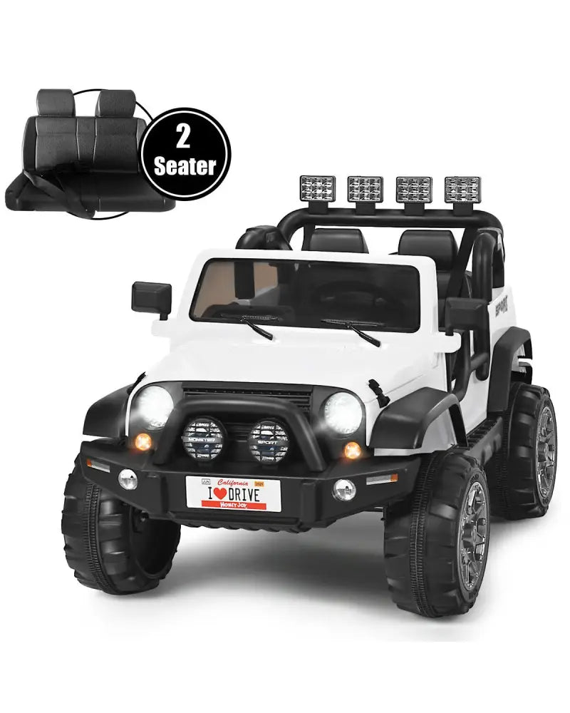 12V 2-Seater Ride on Car Truck with Remote Control and Storage Room-White - White - Powered Ride On Toys