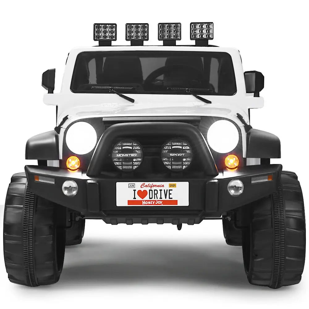 12V 2-Seater Ride on Car Truck with Remote Control and Storage Room-White - White - Powered Ride On Toys