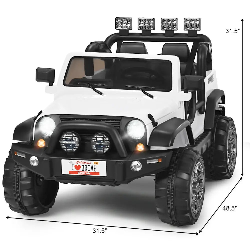 12V 2-Seater Ride on Car Truck with Remote Control and Storage Room-White - White - Powered Ride On Toys