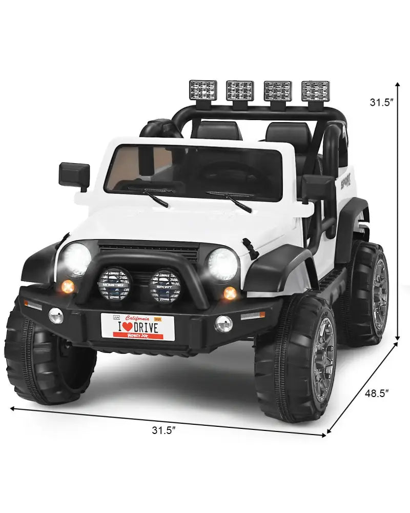 12V 2-Seater Ride on Car Truck with Remote Control and Storage Room-White - White - Powered Ride On Toys