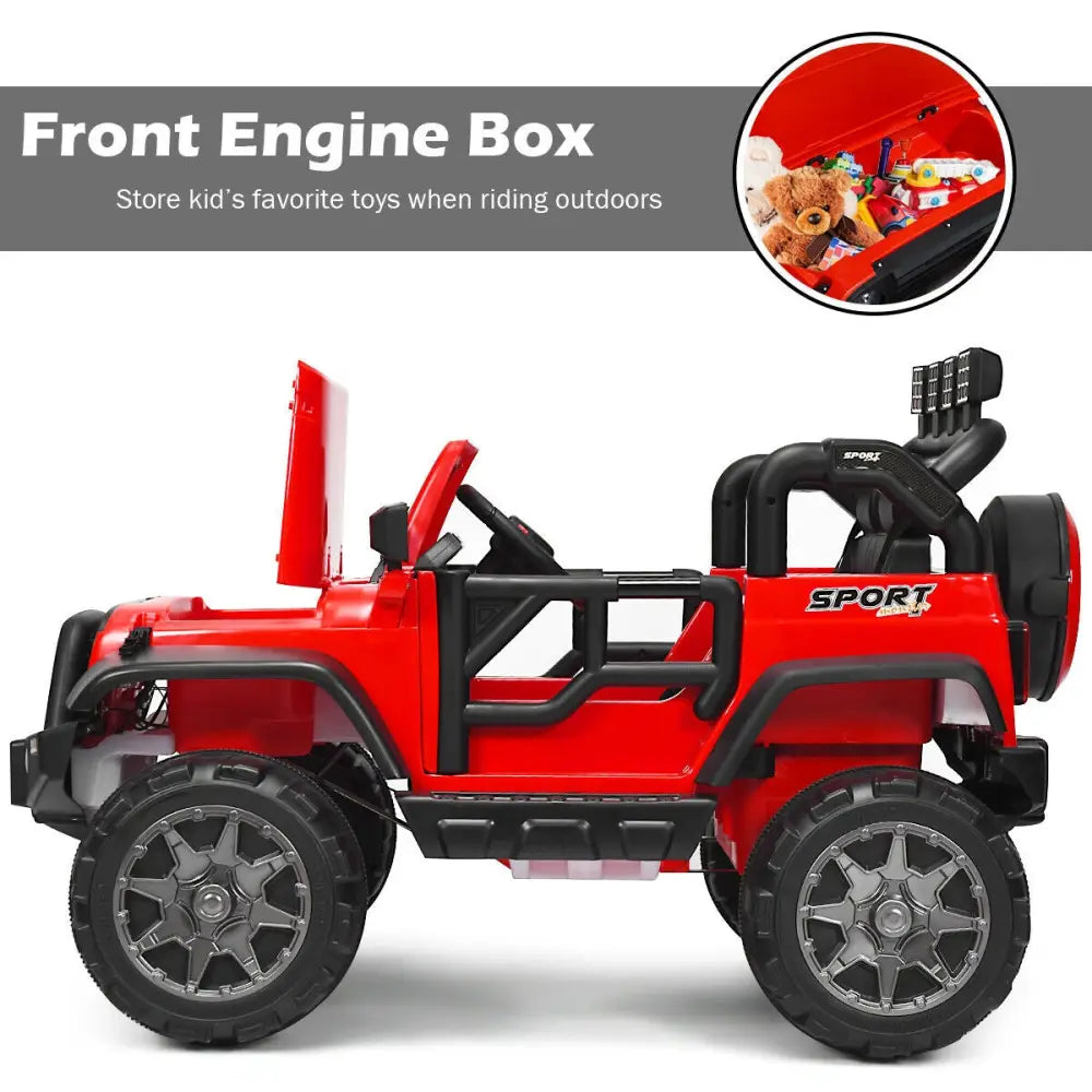12V 2-Seater Ride on Car Truck with Remote Control and Storage Room-Red - Red - Powered Ride On Toys