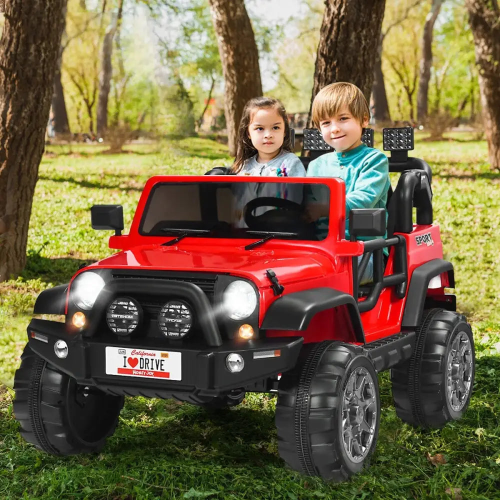 12V 2-Seater Ride on Car Truck with Remote Control and Storage Room-Red - Red - Powered Ride On Toys
