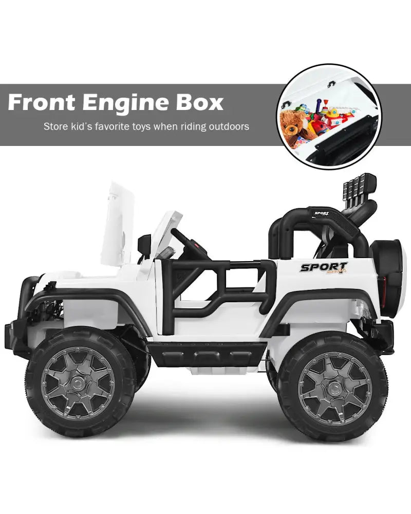12V 2-Seater Ride on Car Truck with Remote Control and Storage Room-White - White - Powered Ride On Toys