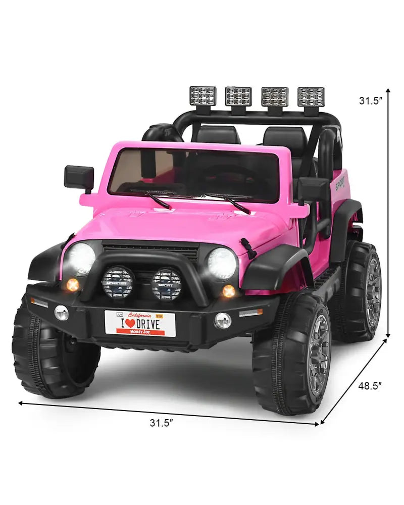 12V 2-Seater Ride on Car Truck with Remote Control and Storage Room-Pink - Pink - Powered Ride On Toys