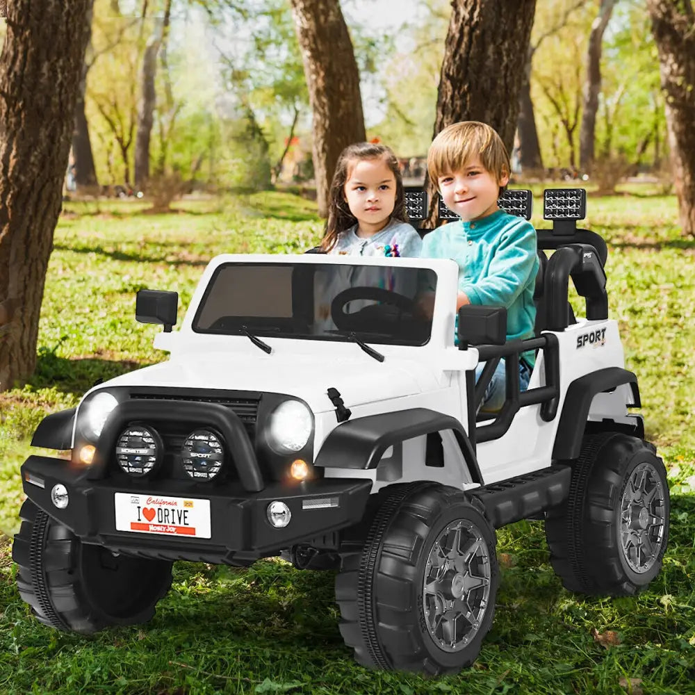 12V 2-Seater Ride on Car Truck with Remote Control and Storage Room-White - White - Powered Ride On Toys