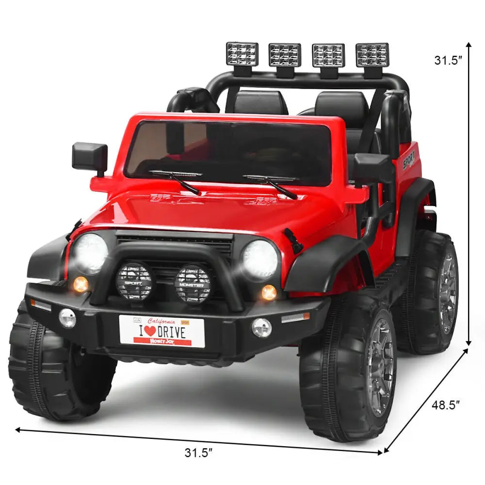 12V 2-Seater Ride on Car Truck with Remote Control and Storage Room-Red - Red - Powered Ride On Toys
