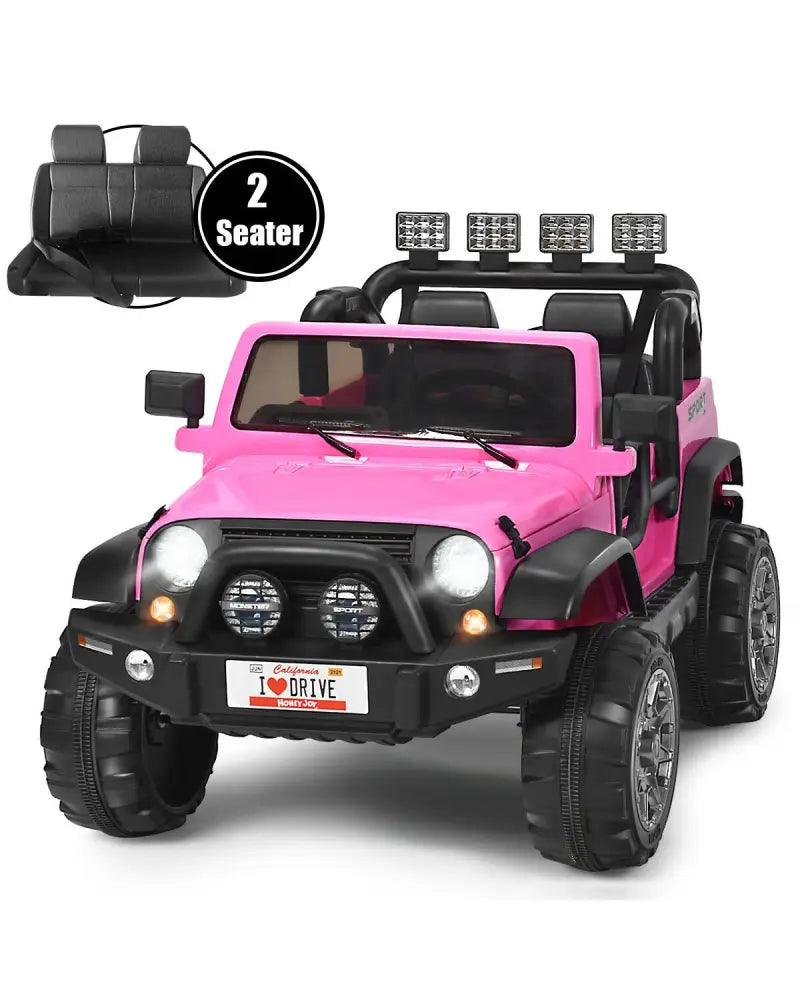 12V 2-Seater Ride on Car Truck with Remote Control and Storage Room-Pink - Pink - Powered Ride On Toys