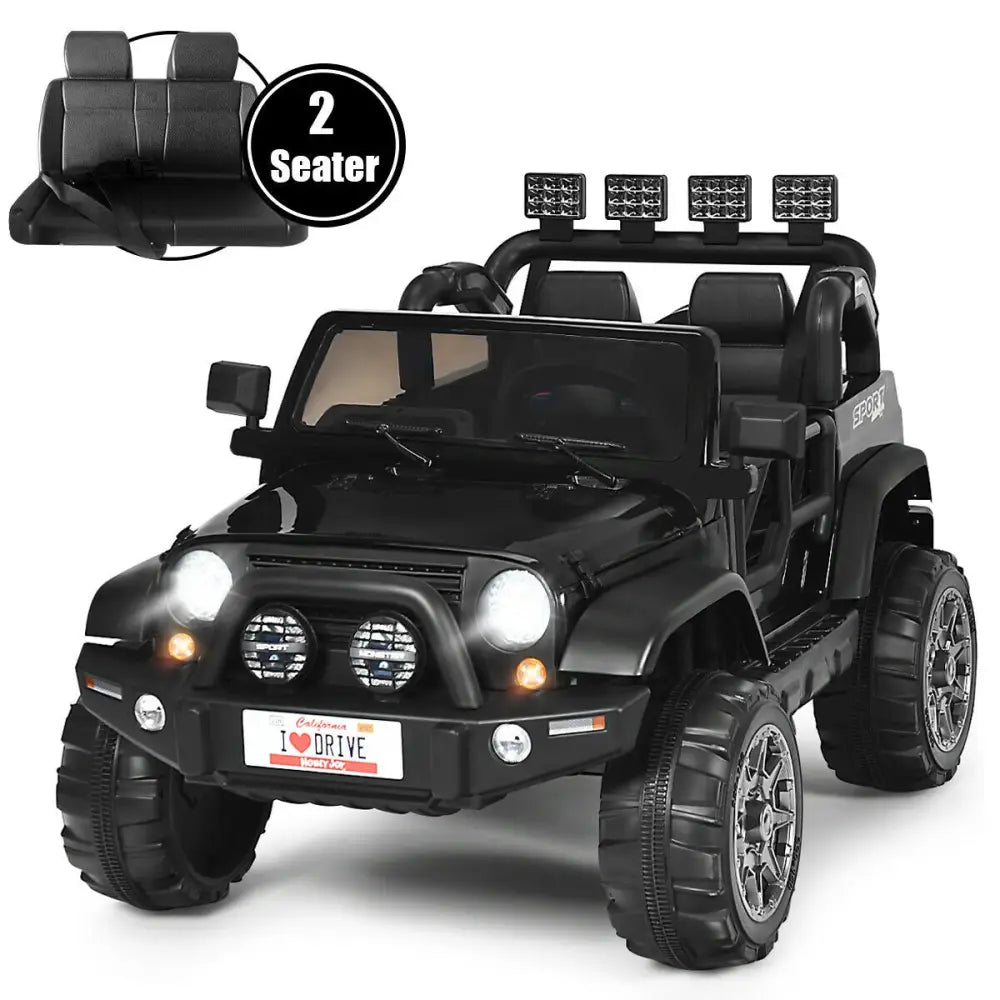 12V 2-Seater Ride on Car Truck with Remote Control and Storage Room-Black - Black - Powered Ride On Toys