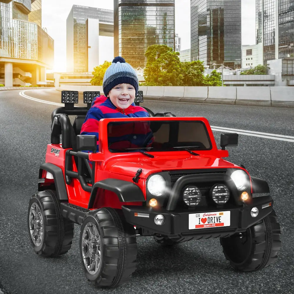 12V 2-Seater Ride on Car Truck with Remote Control and Storage Room-Red - Red - Powered Ride On Toys