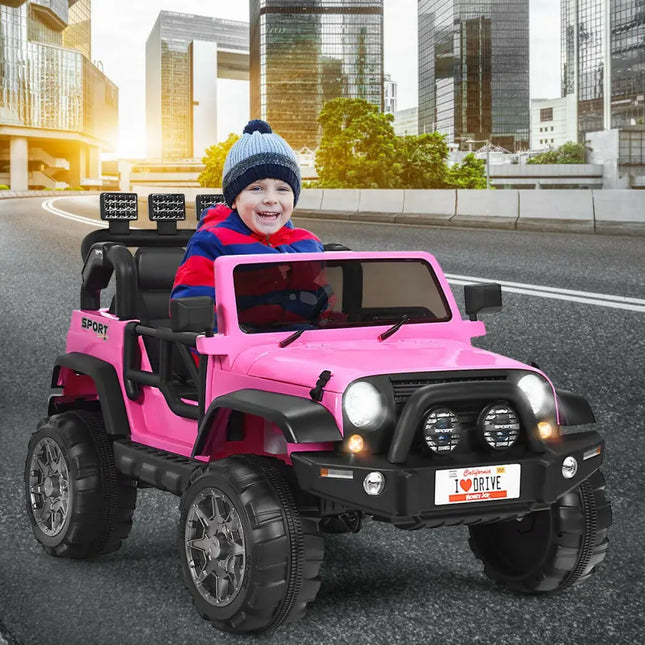 12V 2-Seater Ride on Car Truck with Remote Control and Storage Room-Pink - Pink - Powered Ride On Toys