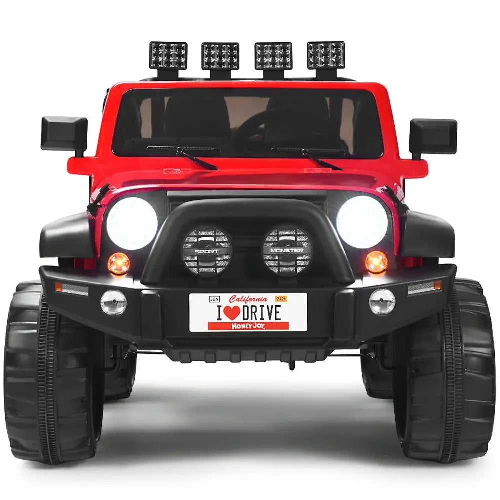 12V 2-Seater Ride on Car Truck with Remote Control and Storage Room-Red - Red - Powered Ride On Toys