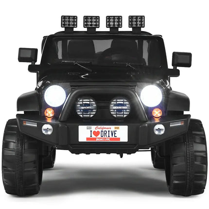 12V 2-Seater Ride on Car Truck with Remote Control and Storage Room-Black - Black - Powered Ride On Toys