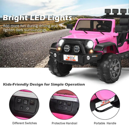 12V 2-Seater Ride on Car Truck with Remote Control and Storage Room-Pink - Pink - Powered Ride On Toys