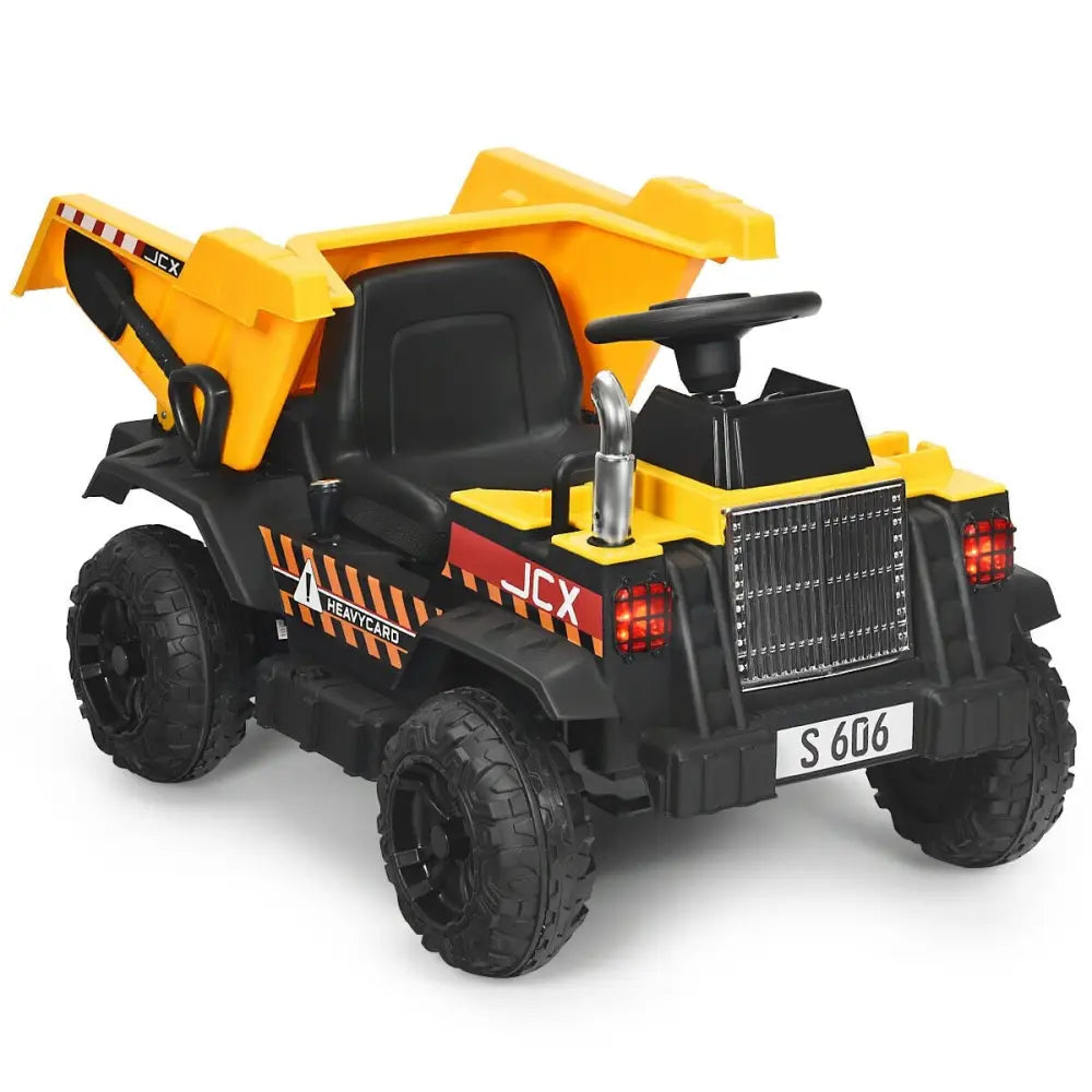 12V Battery Kids Ride On Dump Truck with Electric Bucket and Dump Bed-Yellow - Yellow - Powered Ride On Toys