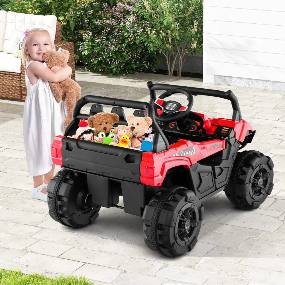 12V Battery Powered Electric Vehicle with Remote Control and 3 Speeds-Red - Red - Powered Ride On Toys