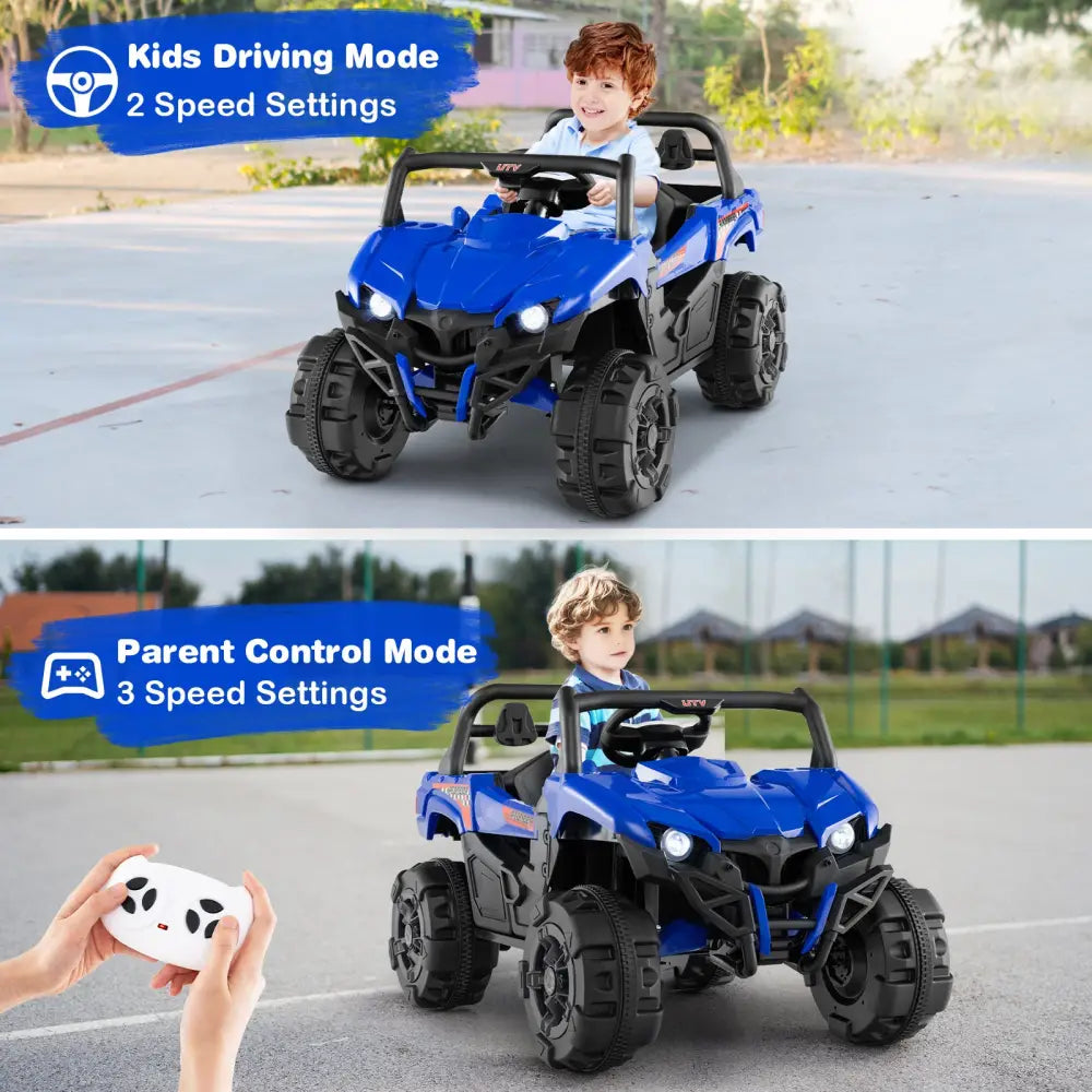 12V Battery Powered Electric Vehicle with Remote Control and 3 Speeds-Blue - Blue - Powered Ride On Toys