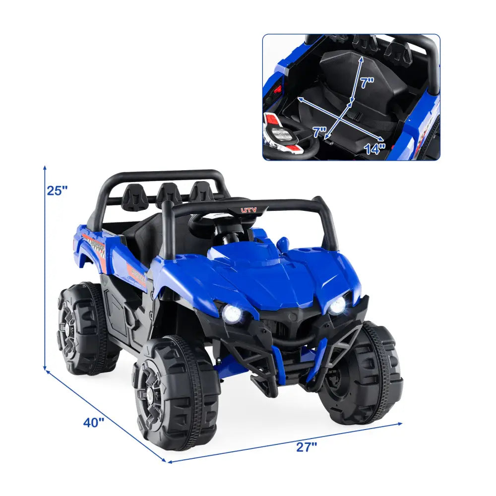 12V Battery Powered Electric Vehicle with Remote Control and 3 Speeds-Blue - Blue - Powered Ride On Toys