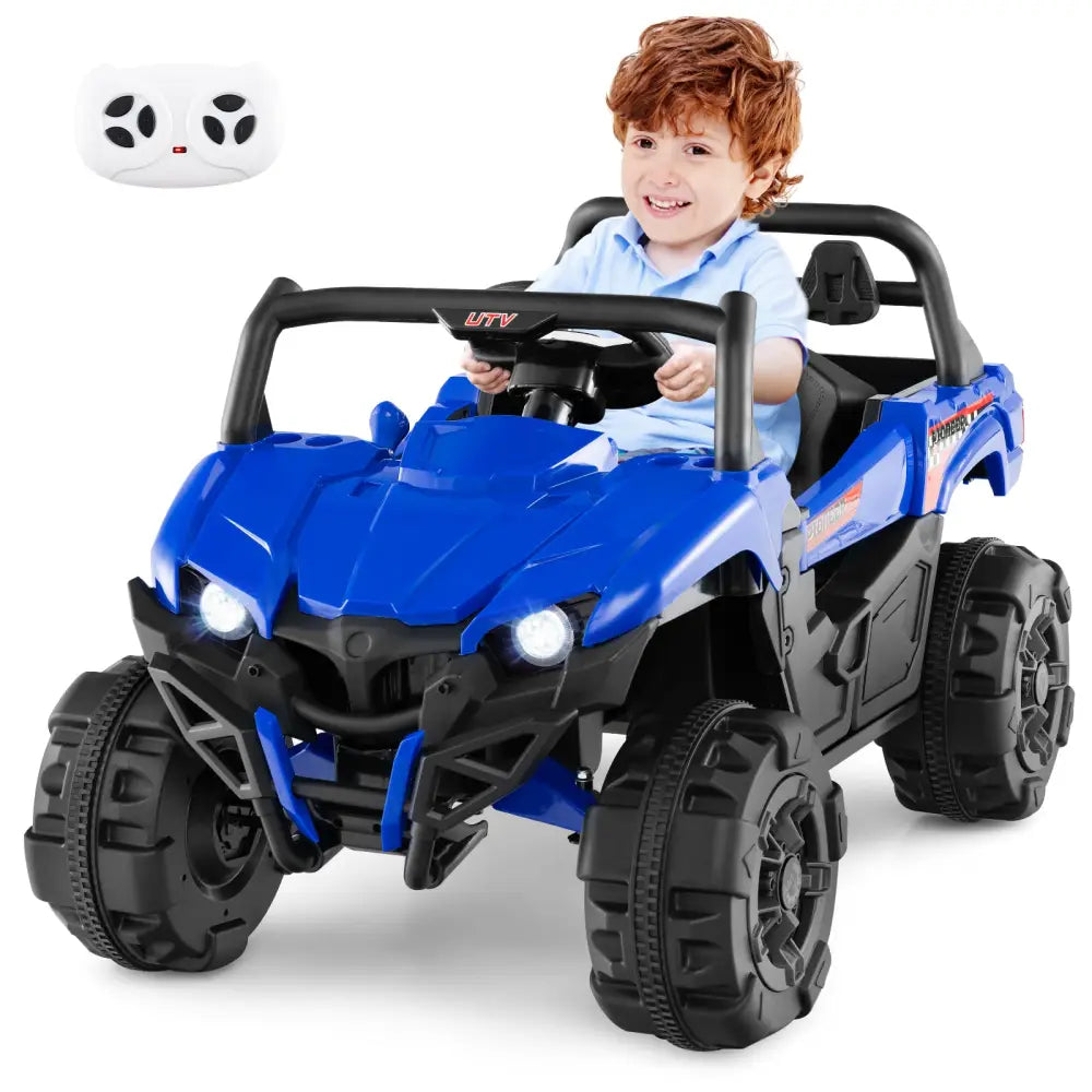 12V Battery Powered Electric Vehicle with Remote Control and 3 Speeds-Blue - Blue - Powered Ride On Toys