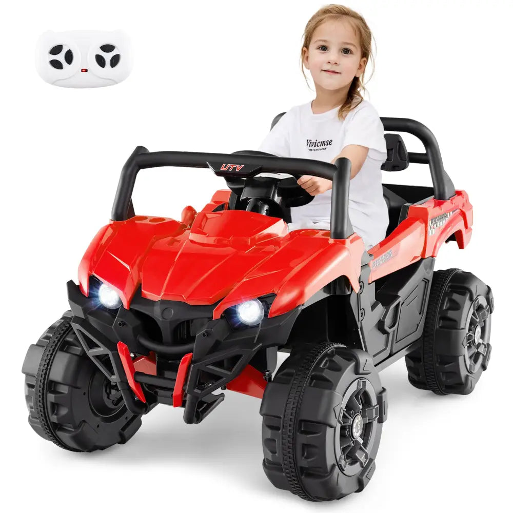 12V Battery Powered Electric Vehicle with Remote Control and 3 Speeds-Red - Red - Powered Ride On Toys