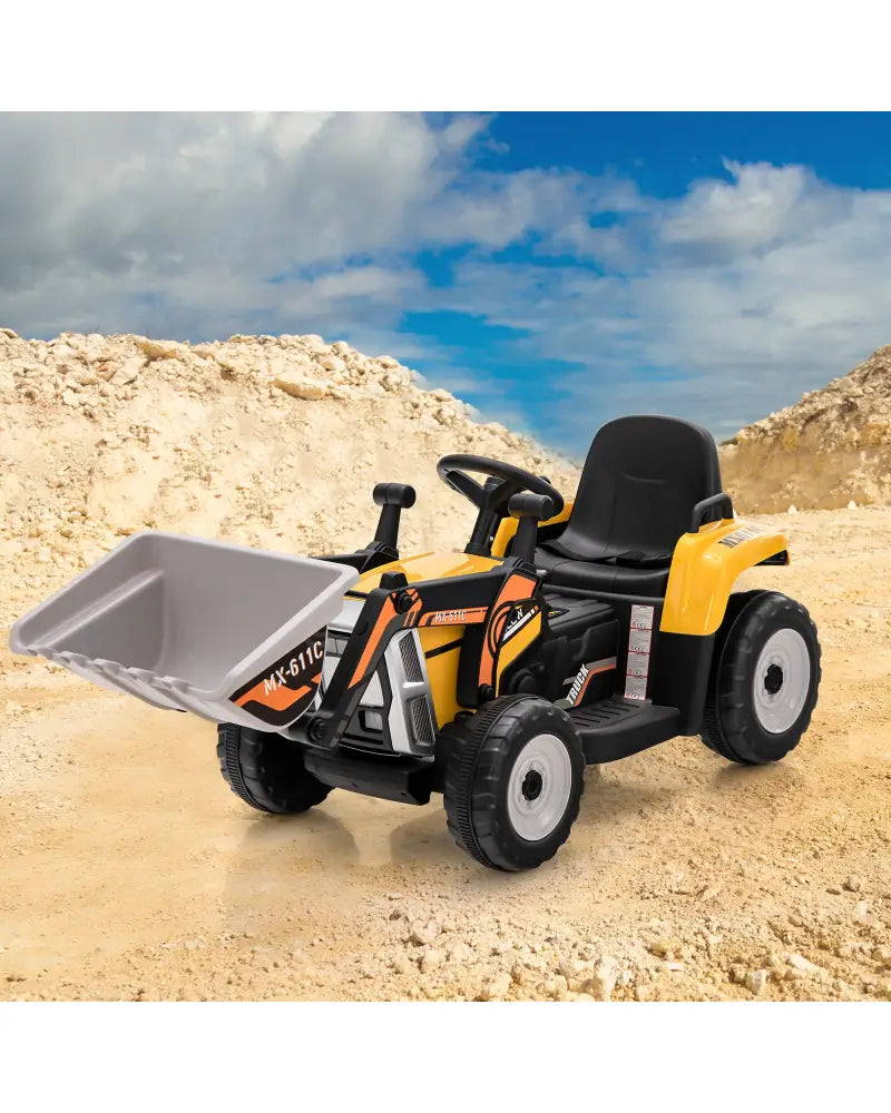 12V Battery Powered Kids Ride on Excavator with Adjustable Arm and Bucket-Yellow - Yellow - Powered Ride On Toys