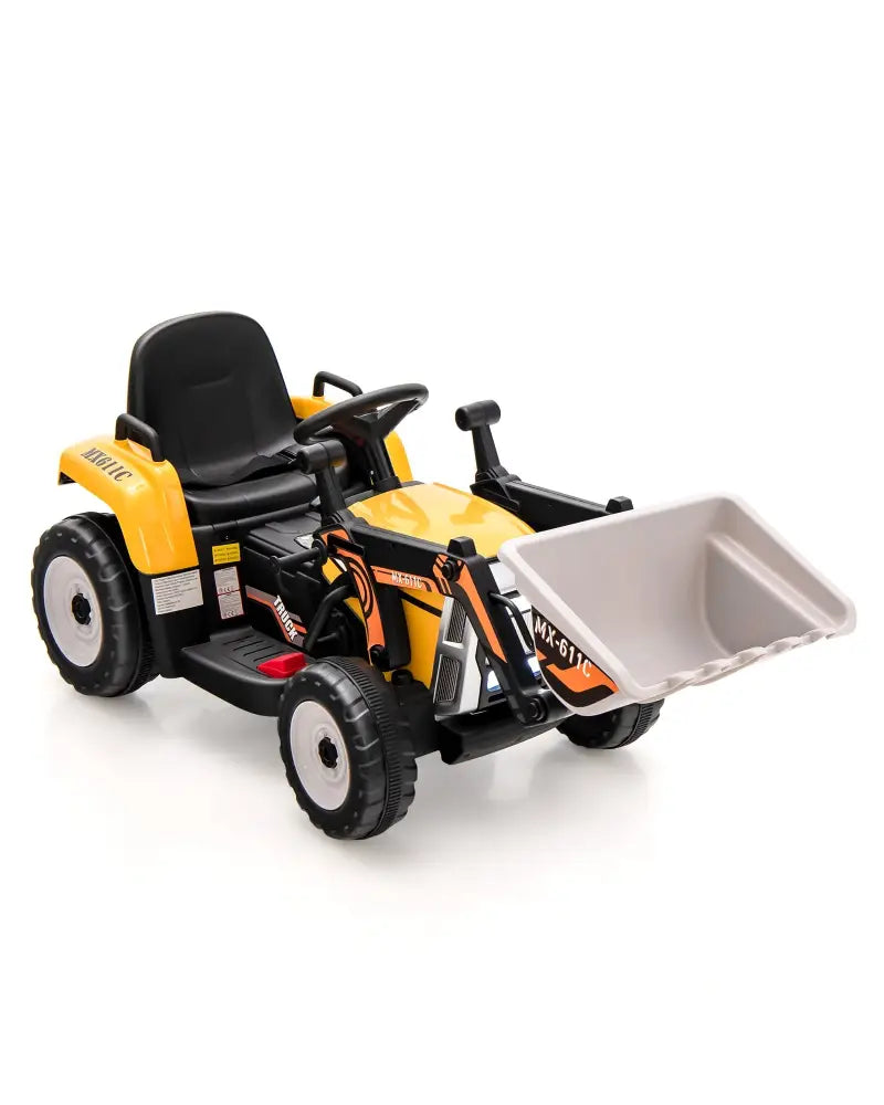 12V Battery Powered Kids Ride on Excavator with Adjustable Arm and Bucket-Yellow - Yellow - Powered Ride On Toys
