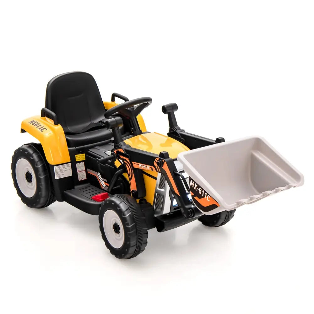 12V Battery Powered Kids Ride on Excavator with Adjustable Arm and Bucket-Yellow - Yellow - Powered Ride On Toys