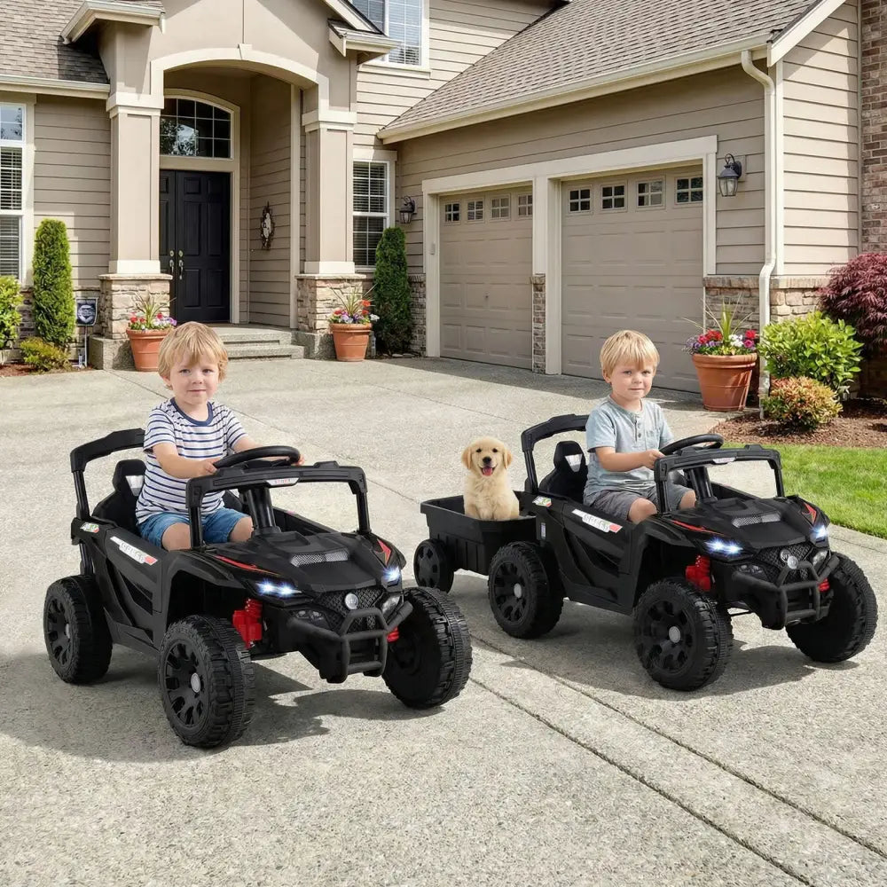 12V Battery Powered Ride On Tractor with Parent Remote Control-Dark Gray - Black - Powered Ride On Toys