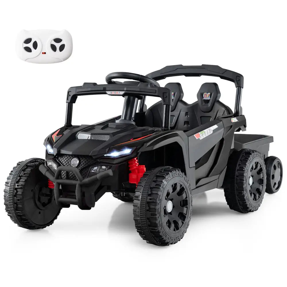 12V Battery Powered Ride On Tractor with Parent Remote Control-Dark Gray - Black - Powered Ride On Toys