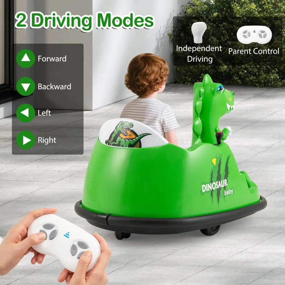 12V Bumper Car with Spray Function and Remote Control for Toddlers Aged 2-5-Green - Green - Powered Ride On Toys