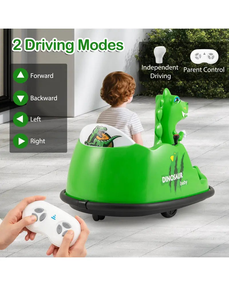 12V Bumper Car with Spray Function and Remote Control for Toddlers Aged 2-5-Green - Green - Powered Ride On Toys