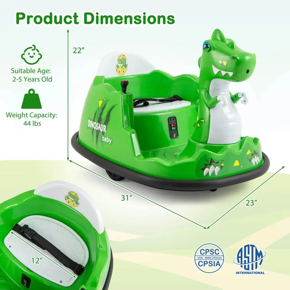 12V Bumper Car with Spray Function and Remote Control for Toddlers Aged 2-5-Green - Green - Powered Ride On Toys