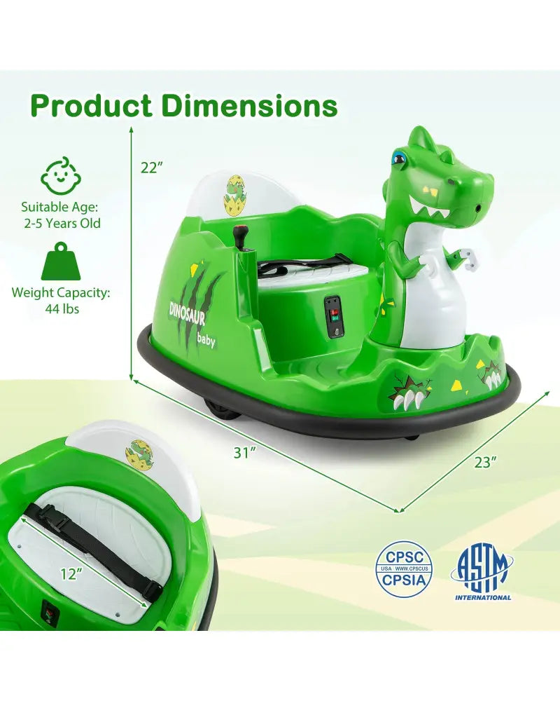 12V Bumper Car with Spray Function and Remote Control for Toddlers Aged 2-5-Green - Green - Powered Ride On Toys