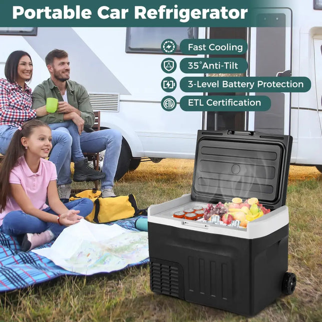12V Car Refrigerator 32QT with Touch Panel and Removable Divider-M - Black - Coolers
