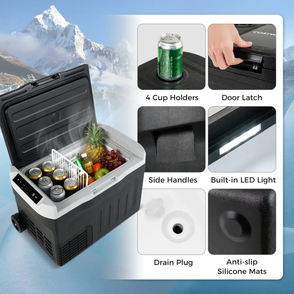 12V Car Refrigerator 32QT with Touch Panel and Removable Divider-M - Black - Coolers