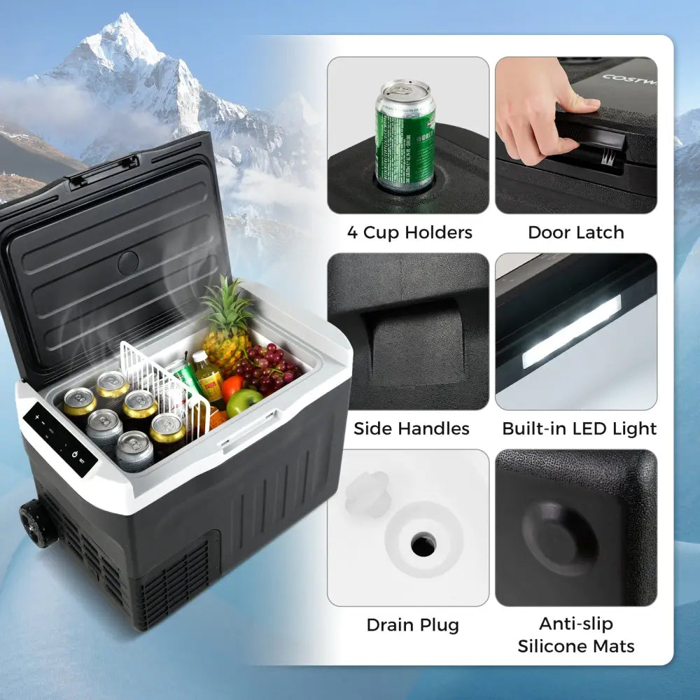 12V Car Refrigerator 42QT with Touch Panel and Removable Divider-L - Black - Coolers