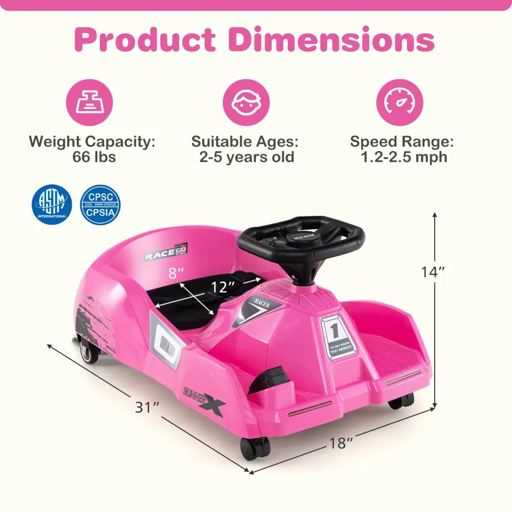 12V Electric Cleaning Go Kart with Detachable Mop and Remote Control-Pink - Pink - Powered Ride On Toys