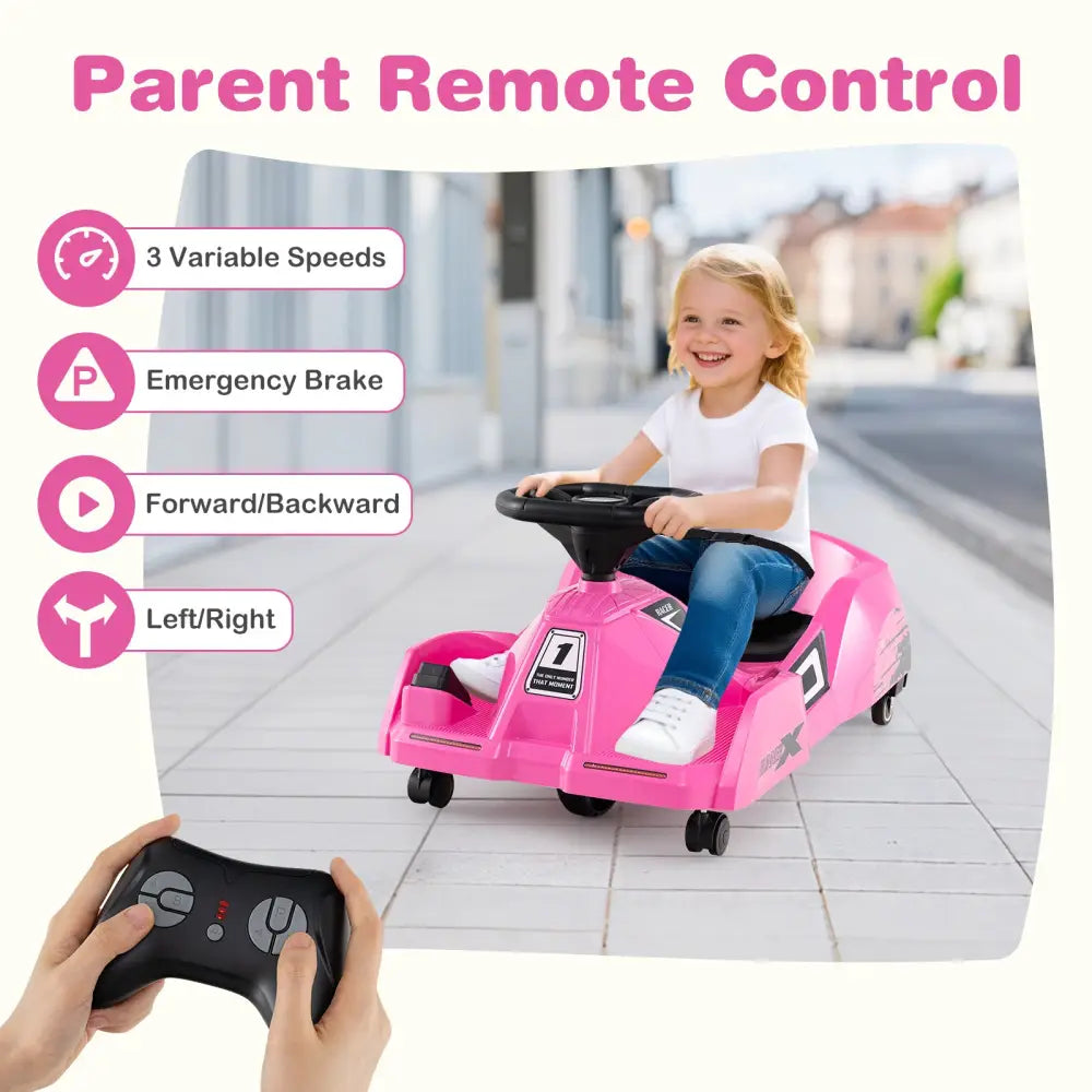 12V Electric Cleaning Go Kart with Detachable Mop and Remote Control-Pink - Pink - Powered Ride On Toys