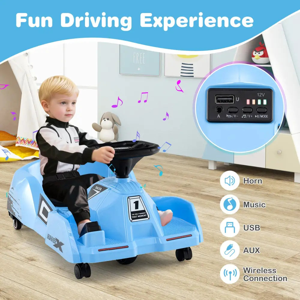 12V Electric Cleaning Go Kart with Detachable Mop and Remote Control-Blue - Blue - Powered Ride On Toys