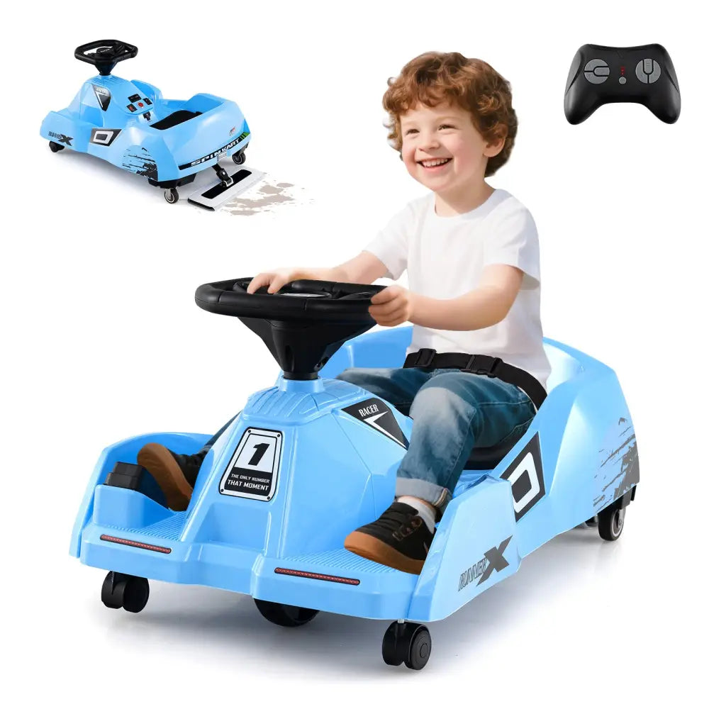 12V Electric Cleaning Go Kart with Detachable Mop and Remote Control-Blue - Blue - Powered Ride On Toys