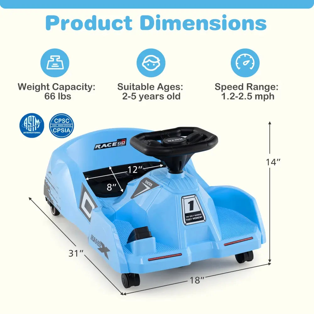 12V Electric Cleaning Go Kart with Detachable Mop and Remote Control-Blue - Blue - Powered Ride On Toys