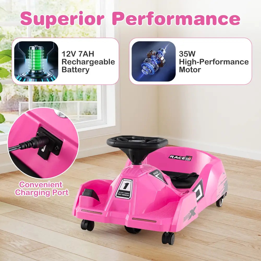 12V Electric Cleaning Go Kart with Detachable Mop and Remote Control-Pink - Pink - Powered Ride On Toys