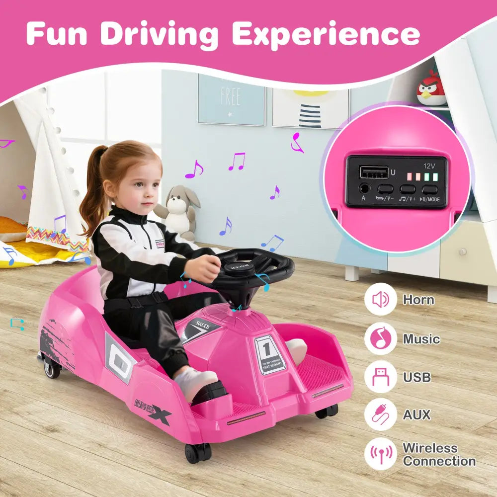 12V Electric Cleaning Go Kart with Detachable Mop and Remote Control-Pink - Pink - Powered Ride On Toys