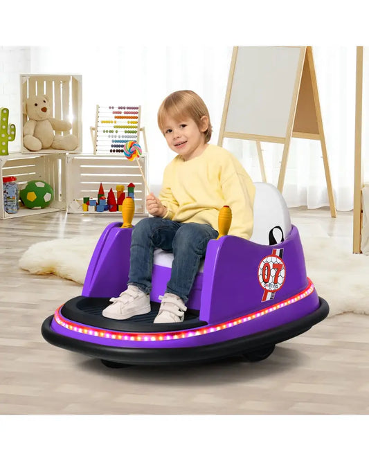12V Electric Kids Ride On Bumper Car with Flashing Lights for Toddlers-Purple - Purple - Powered Ride On Toys
