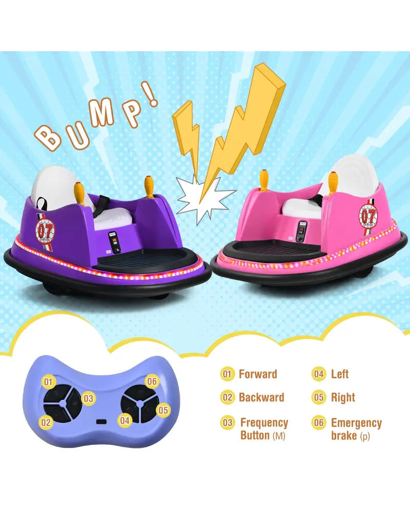 12V Electric Kids Ride On Bumper Car with Flashing Lights for Toddlers-Purple - Purple - Powered Ride On Toys